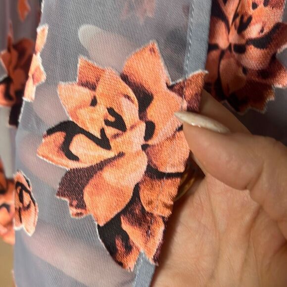 For Love & Lemons Purple Floral Mini Slip Dress & Sheer Kimono Duster Set O/S & - Picture 5 of 15